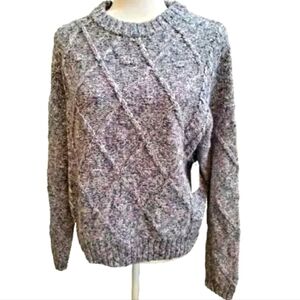 Time & Tru Womens Sz M (8-10) Crew Neck Cable Knit Sweater Multicolor
